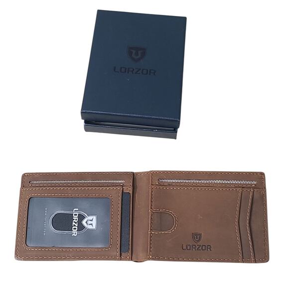 LORZOR Retro Brown AirTag Wallet Leather Wallet A2 NEW - Picture 1 of 4